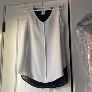 CABI white and black blouse